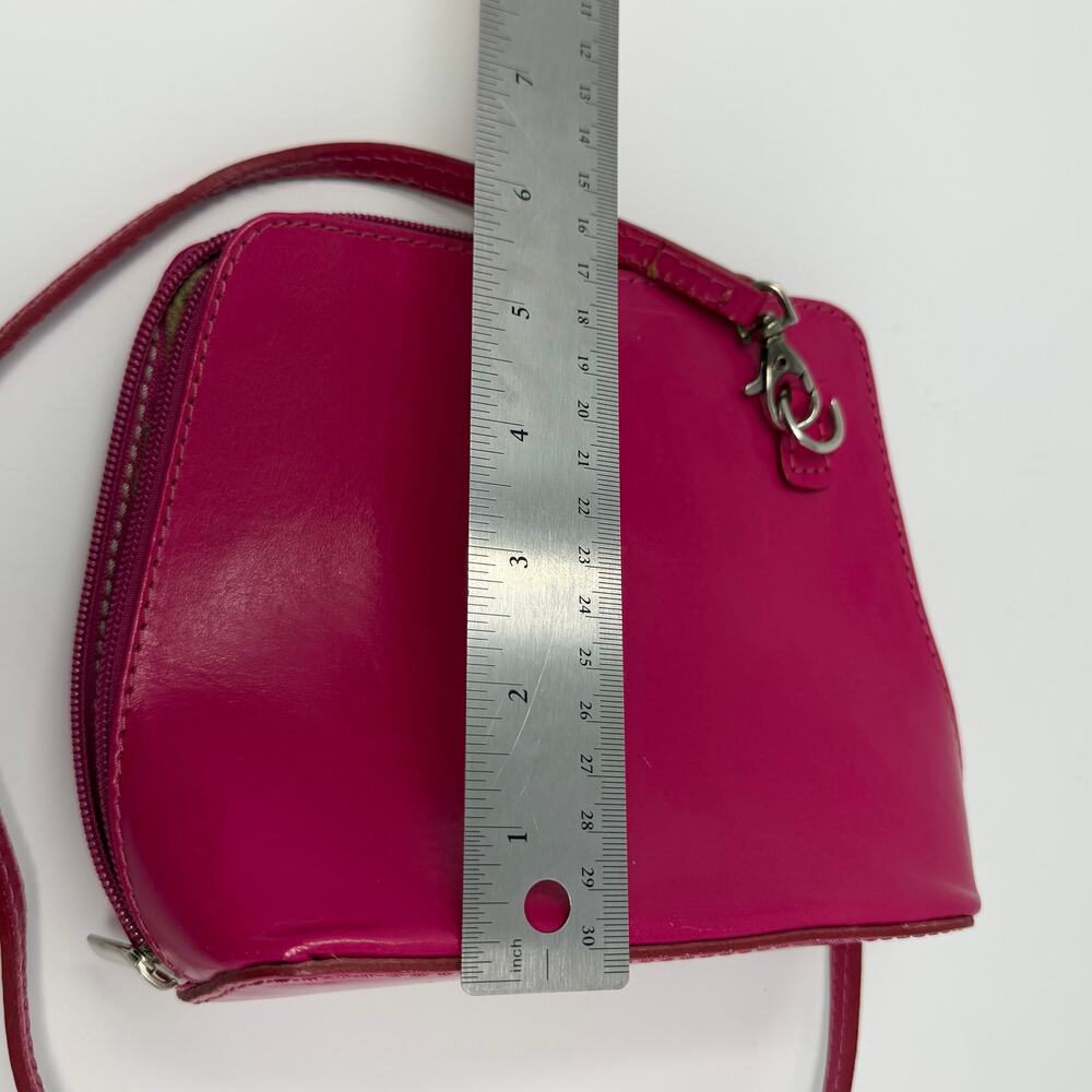 Vera Pelle Crossbody Handbag Italian Leather Hot Pink Italy Minimalist Purse - Picture 8 of 8